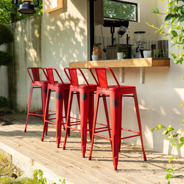 Red metal counter online stools